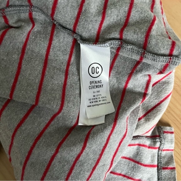 OPENING CEREMONY sz L Gray Tee Flowy Sides Red Stripe - Picture 10 of 10